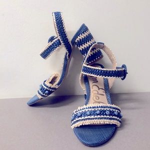 Sam Edelman blue/tan sandal heels